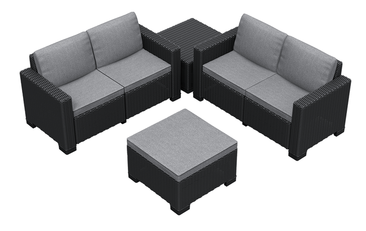 California 4 Seater Double Lounge Set - Grey